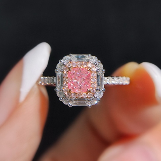 14k Gold 0.70 Ctw Natural Pink Diamond & Diamond Ring