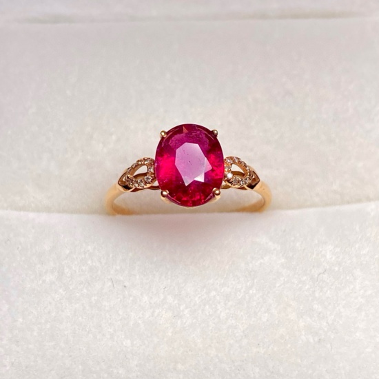 14k Gold 1.9 Ct Natural Tourmaline & Diamond Ring