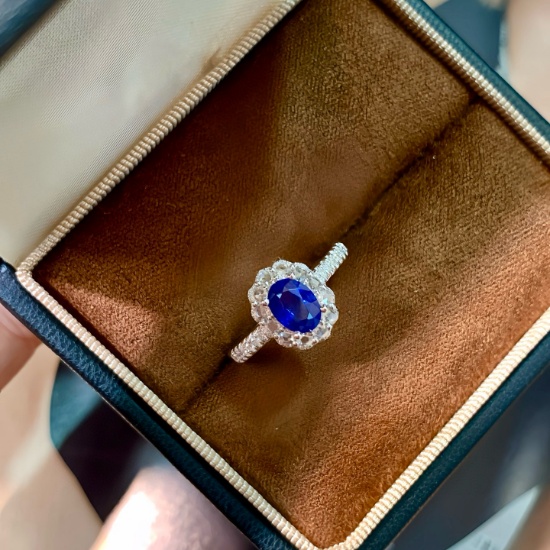 14k Gold 1.25 Ctw Natural Sapphire & Diamond Ring