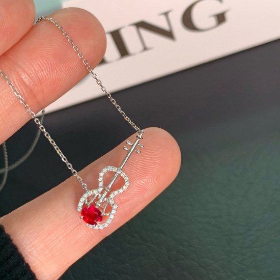 14k Gold 0.34 Ctw Natural Ruby & Diamond Necklace