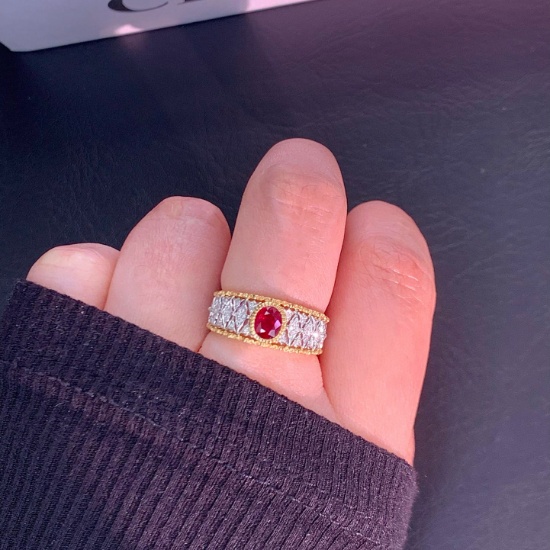 14k Gold 1.04 Ctw Natural Ruby & Diamond Ring