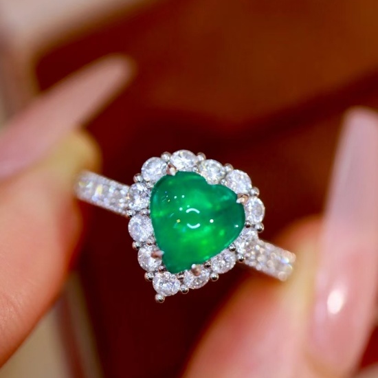 14k Gold 1.84 Ctw Natural Emerald & Diamond Ring