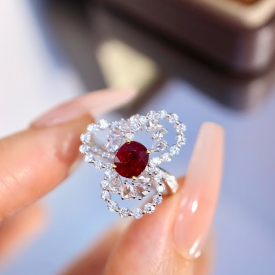 14k Gold 1.71 Ctw Natural Ruby & Diamond Ring