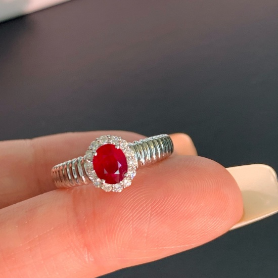 14k Gold 0.81 Ctw Natural Ruby & Diamond Ring