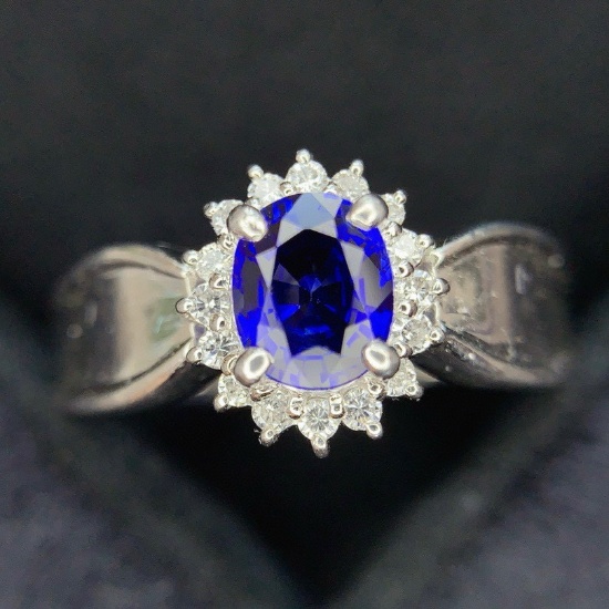 14k Gold 1.0 Ct Natural Sapphire & Diamond Ring