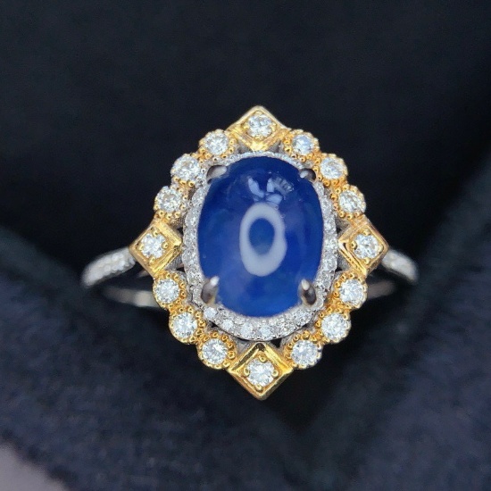 14k Gold 2.75 Ct Natural Sapphire & Diamond Ring