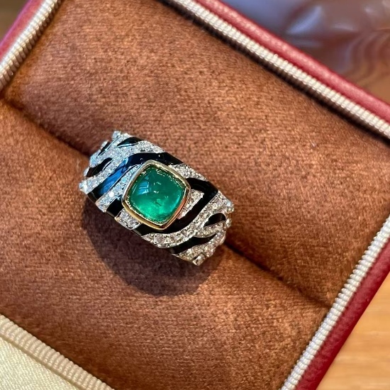 14k Gold 1.00 Ct Natural Emerald & Diamond Ring