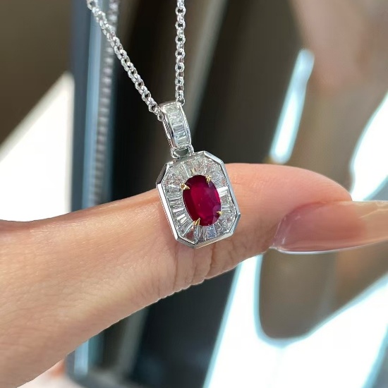 14k Gold 0.7 Ct Natural Ruby & Diamond Pendant( Without Chain )