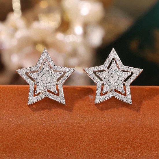 14k Gold 0.5 Ct Natural H Diamond Earrings