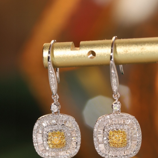 14k Gold 1 Ct Natural Color Diamond Earrings
