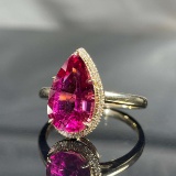 14k Gold 3.38 Ctw Natural Tourmaline & Diamond Ring