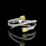 14k Gold 0.27 Ctw Natural Yellow Diamond & Diamond Ring