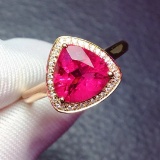 14k Gold 2.07 Ctw Natural Tourmaline & Diamond Ring