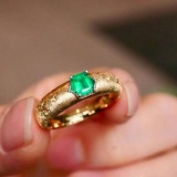 14k Gold 0.38 Ct Natural Emerald Ring