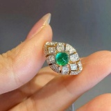 14k Gold 1.25 Ctw Natural Emerald & Diamond Ring