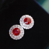 14k Gold 1.88 Ctw Natural Ruby & Diamond Earrings
