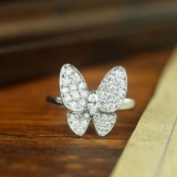 14k Gold 0.70 Ct Natural H Diamond & Butterfly Ring