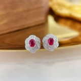 14k Gold 0.58 Ctw Natural Ruby & Diamond Earrings