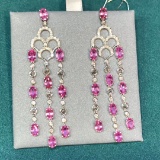 14k Gold 8.07 Ctw Natural Sapphire & Diamond Earrings