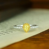 14k Gold 0.26 Ctw Natural Yellow Diamond & Diamond Ring