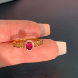 14k Gold 0.27 Ct Natural Ruby & Diamond Ring