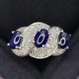 14k Gold 2.3 Ct Natural Sapphire & Diamond Ring