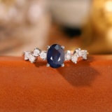 14k Gold 1.32 Ctw Natural Sapphire & Diamond Ring
