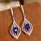 14k Gold 2.10 Ctw Natural Sapphire & Diamond Earrings