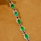 14k Gold 6.13 Ctw Vivid Green Natural Emerald & Diamond Bracelet