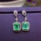 14k Gold 1.84 Ct Natural Emerald & Diamond Earrings