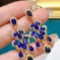 14k Gold 9.61 Ctw Natural Sapphire & Diamond Earrings
