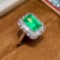 14k Gold 2.4 Ct Natural Emerald & Diamond & Sapphire Ring