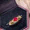 14k Gold 0.62 Ctw Vivid Red Natural Ruby & Diamond Ring