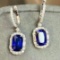 14k Gold 5.68 Ctw Natural Sapphire & Diamond Earrings