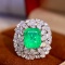 14k Gold 4.10 Ctw Natural Emerald & Diamond Ring