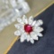 14k Gold 0.79 Ctw Natural Ruby & Diamond Ring