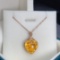 14k Gold 11.00 Ct Natural Citrine & Diamond Pendant( Without Chain )