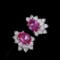 14k Gold 1.47 Ctw Natural Padparadscha Sapphire & Diamond Earrings