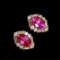 14k Gold 1.54 Ctw Natural Ruby & Diamond Earrings