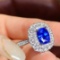 14k Gold 3.21 Ctw Natural Sapphire & Diamond Ring/pendant( Without Chain )
