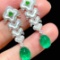 14k Gold 4 Ct Natural Emerald & Diamond & Tsavorite Earrings
