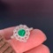 14k Gold 0.90 Ctw Vivid Green Natural Emerald & Diamond Ring