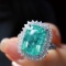 14k Gold 4.07 Ctw Natural Paraiba Tourmaline & Diamond Ring