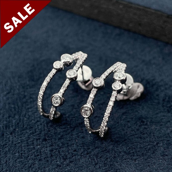 14k Gold 0.34 Ct Natural H Diamond Earrings