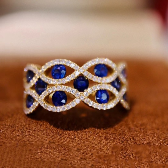 14k Gold 1.61 Ctw Natural Sapphire & Diamond Ring