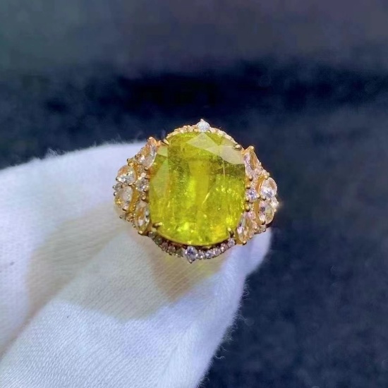 14k Gold 5.92 Ct Natural Sapphire & Diamond Ring