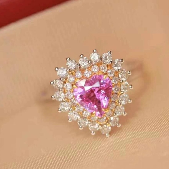 14k Gold 1.61 Ctw Natural Sapphire & Diamond Ring