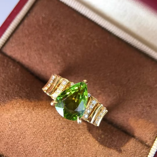 14k Gold 3.22 Ctw Natural Tourmaline & Diamond Ring