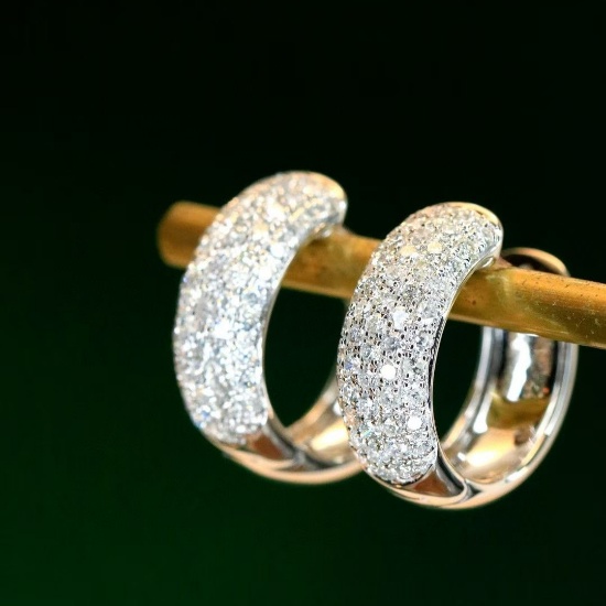 14k Gold 0.85 Ct Natural H Diamond Earrings