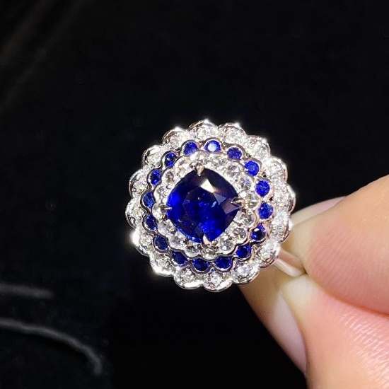 14k Gold 1.43 Ctw Natural Sapphire & Diamond Ring